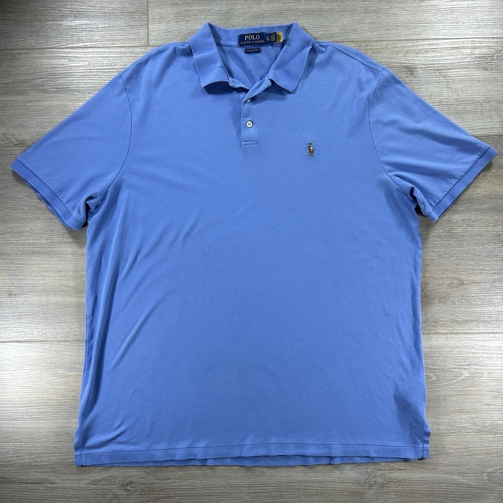 Polo‎ Ralph Lauren XL Soft Golf Polo Classic Fit Short Sleeve Blue Flesh Pony